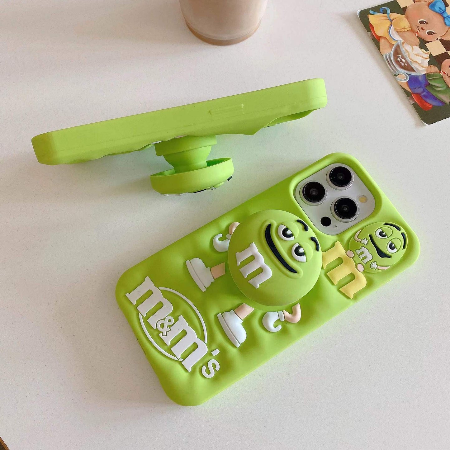 Green Phone Case With Ring Holder For iPhone 13/14/15 Pro Plus Max