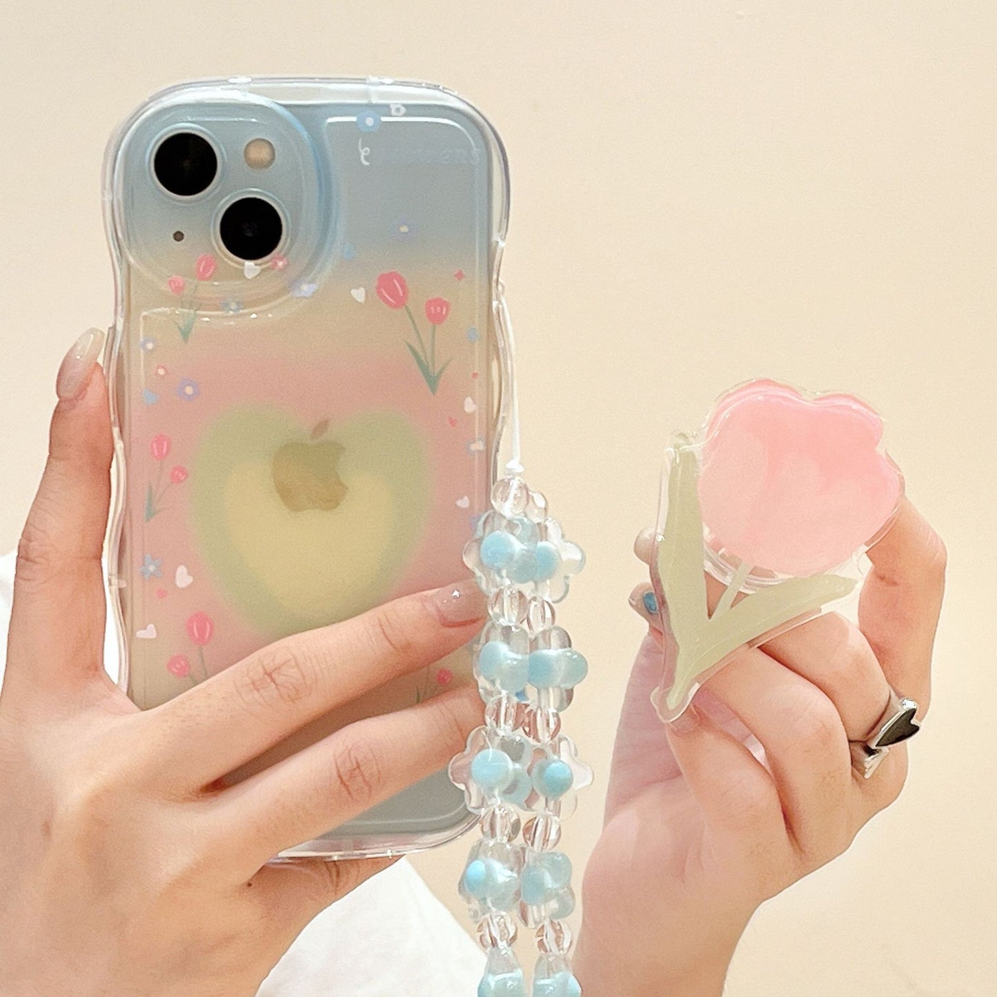 Tulip Phone Case With Lanyard Ring Holder For iPhone 11/12/13/14/15 Pro Plus Max