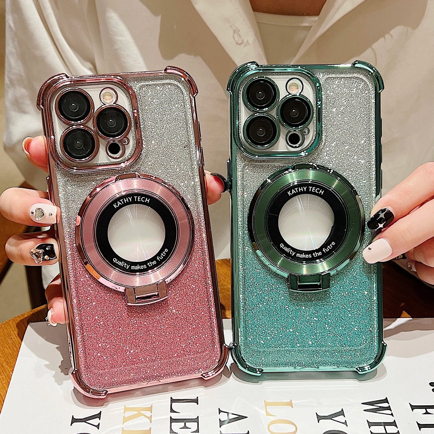 Phone Case With Ring Holder For iPhone 13/14/15 Pro Plus Max