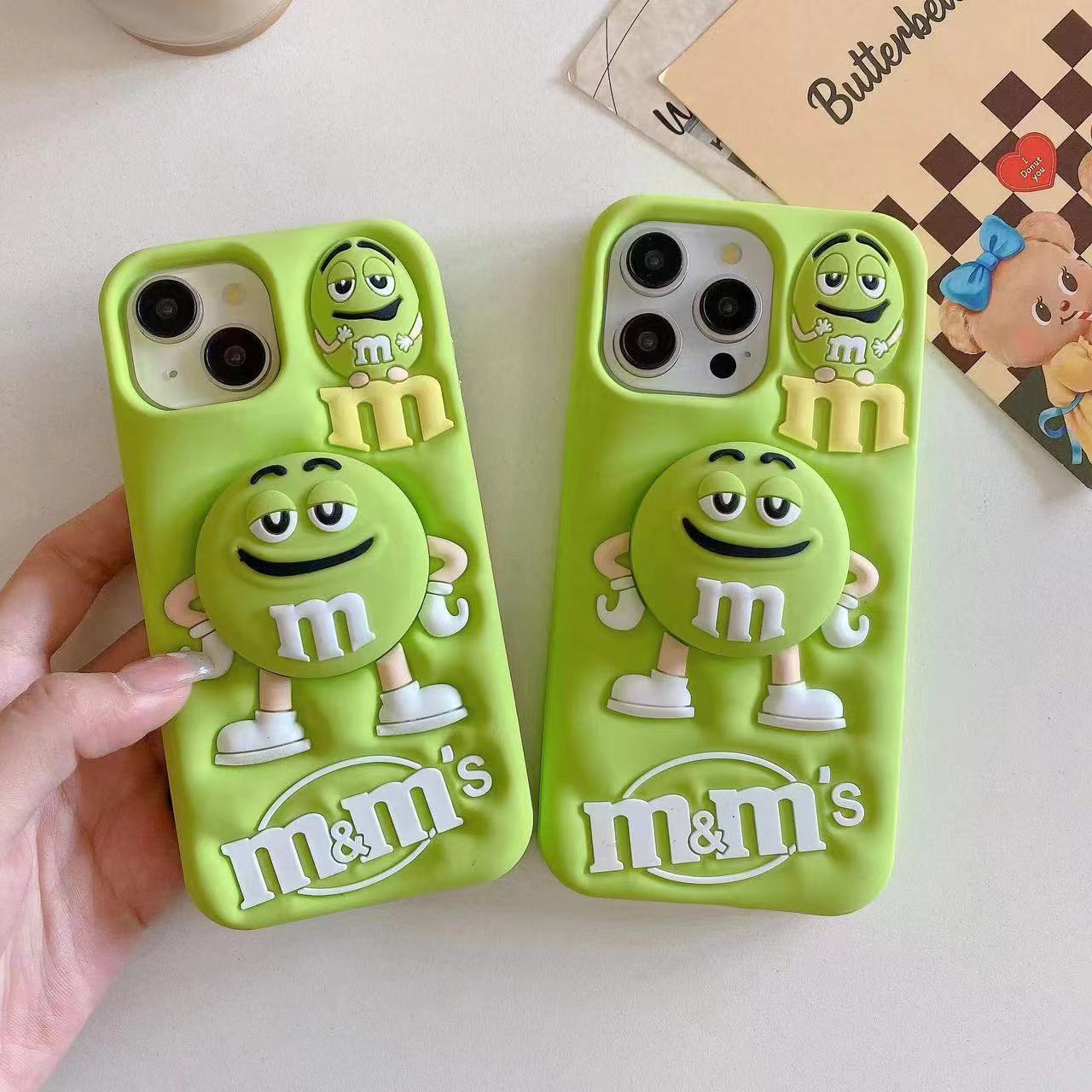 Green Phone Case With Ring Holder For iPhone 13/14/15 Pro Plus Max