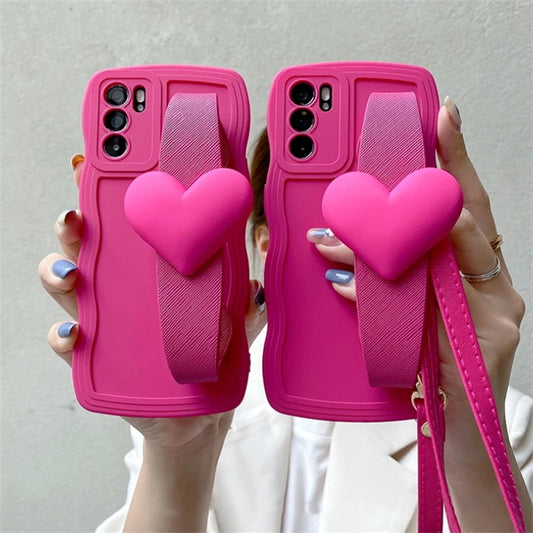 Phone Case With Wrist Strap Holder For iPhone 11/12/13/14/15 Pro Plus Max-Pink & Blue