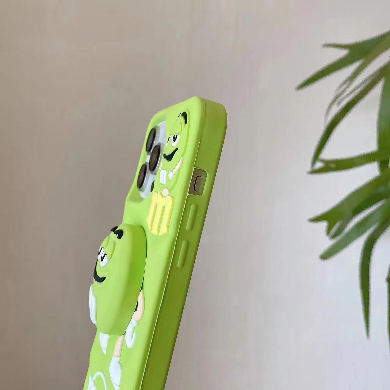 Green Phone Case With Ring Holder For iPhone 13/14/15 Pro Plus Max