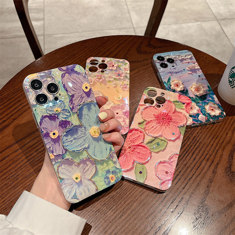 Flower Phone Case For Samsung Galaxy-Blue